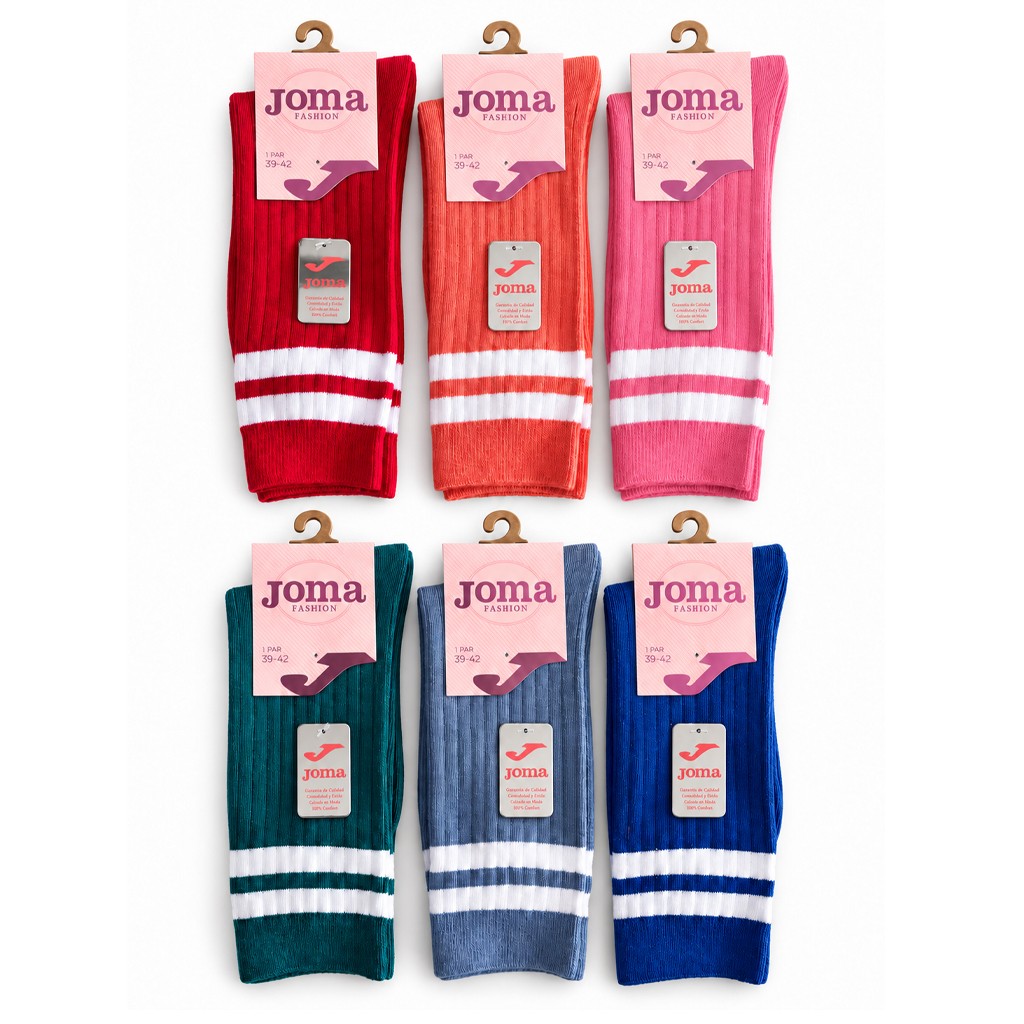 Calcetines mujer algod&oacute;n raya tenis canale colores