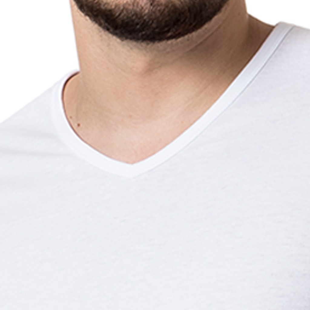 Camiseta manga corta y cuello pico punto liso