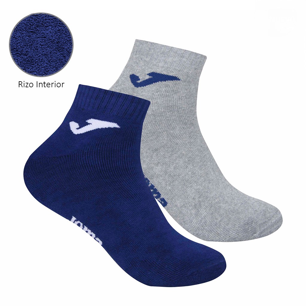 Calcet&iacute;n tobillero hombre x2 todo rizo interior.